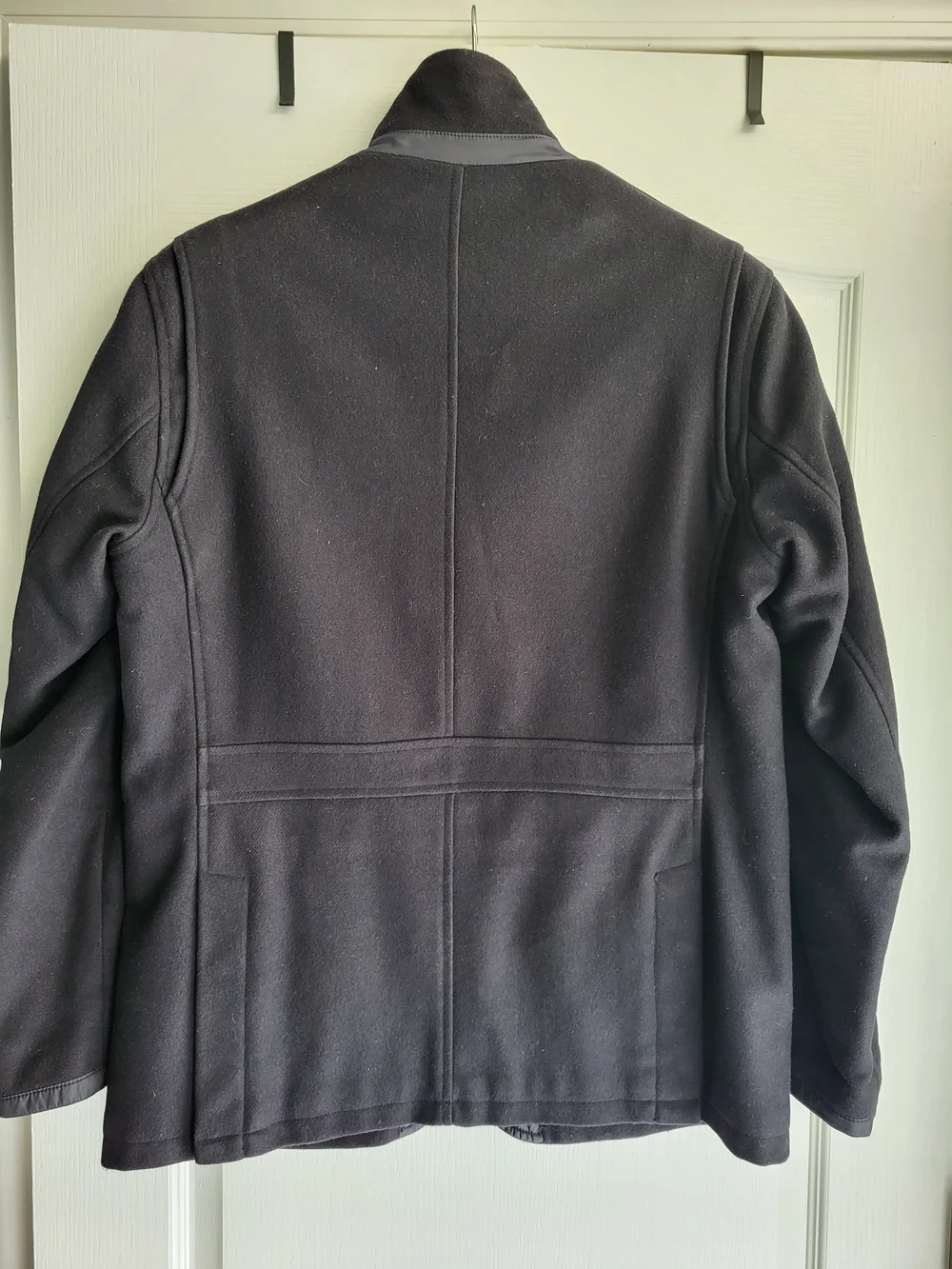 Barbour Barkston Greatcoat Fleece Lined Wool Navy Blue Jacket Size L - Picture 3 of 9